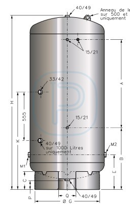 Réservoir Galva. 1000 L 6 Bars